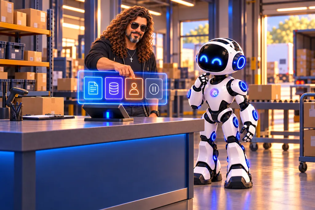 Rafael e U.A.I. acompanham uma solicitação delimitada em painel holográfico com revisão e pausa.